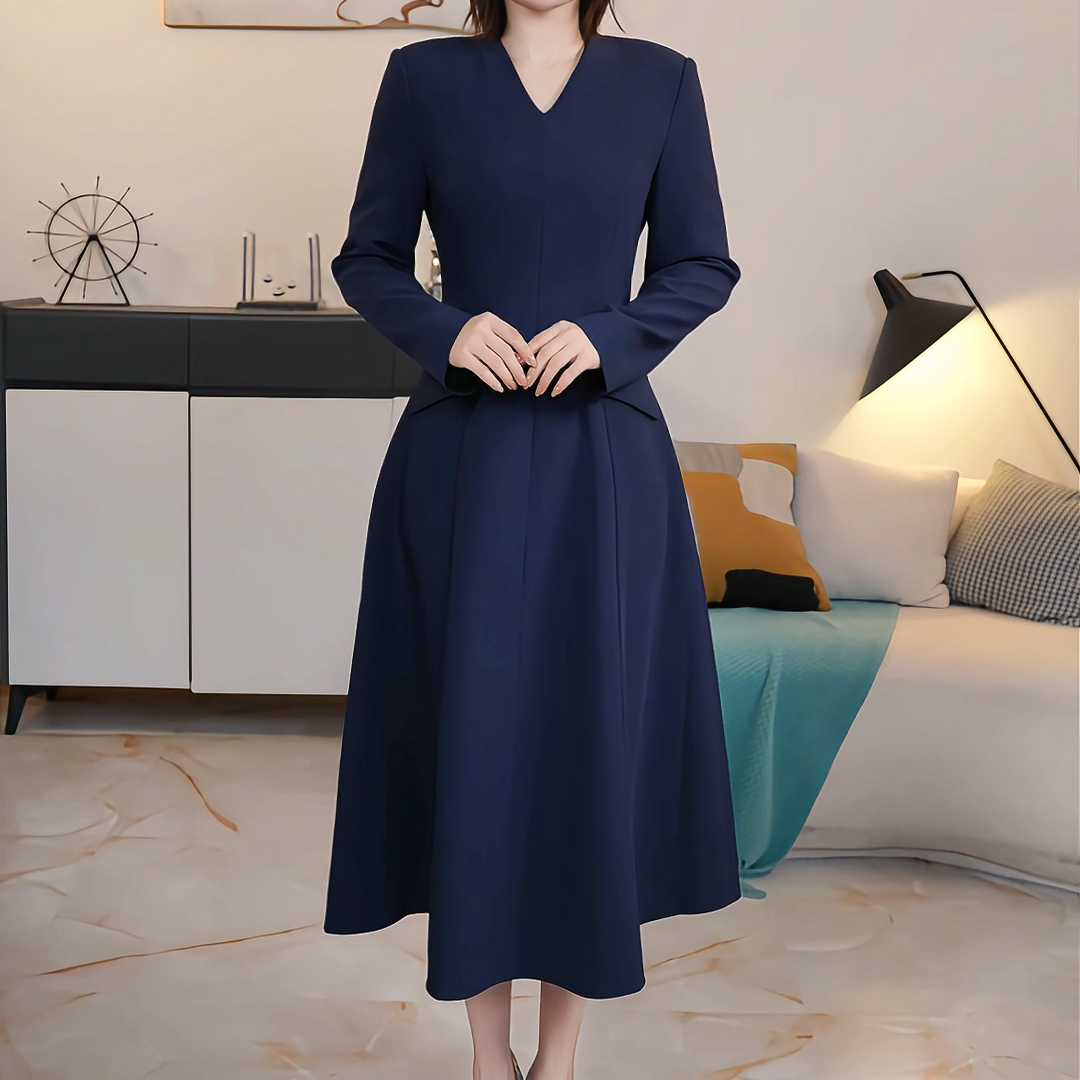 【撤柜清仓】J秋冬气质通勤高级感扭结收腰显瘦连衣裙 J301