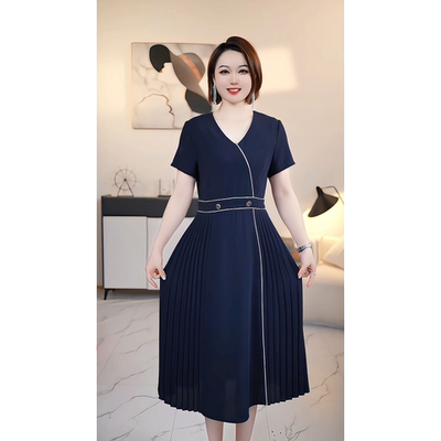 【深圳薇姐清仓】V 高端大码原创遮肉显瘦连衣裙 V1063