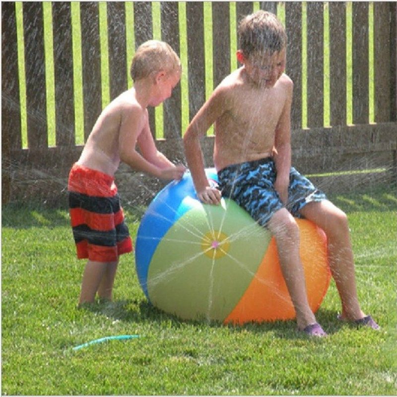 现货充气喷水球水陆两玩喷水球打水仗沙滩球儿童草地充气球戏水球