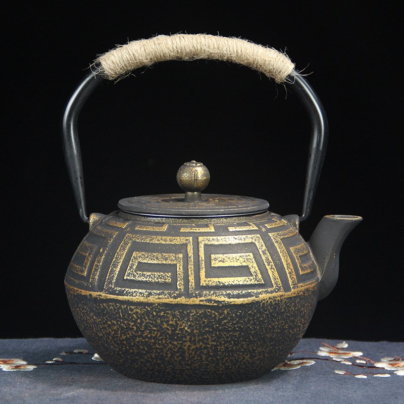 1200ml铁茶壶复古带过滤网日式煮水泡茶家用养生铸铁壶茶具