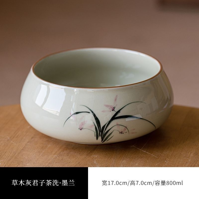 手绘草木灰兰花大茶洗陶瓷家用复古茶缸废水水盂建水茶具配件,餐饮具,茶道/零配,淘宝优惠券,粉丝福利购,淘宝优惠卷