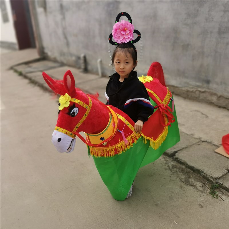 儿童节毛驴道具六一小学生表演道具跑毛驴旱船花轿小推车