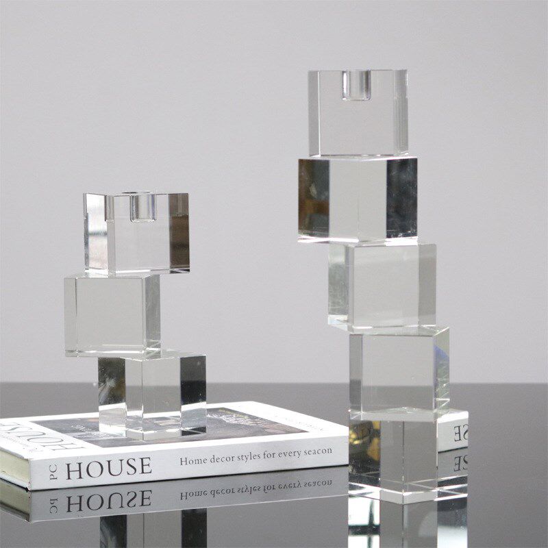 简约欧式极简轻奢叠块水晶烛台摆件别墅酒店样板间桌面餐桌装饰品,特色手工艺,其他特色工艺品,淘宝优惠券,粉丝福利购,淘宝优惠卷
