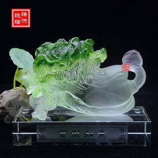 腾洪琉璃百财如意摆件琉璃白菜摆件古法琉璃脱蜡直销