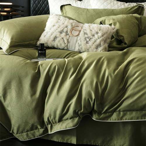 SUER美式提花100S纯棉被套床笠四件套高品质柔软长绒棉贡缎床品