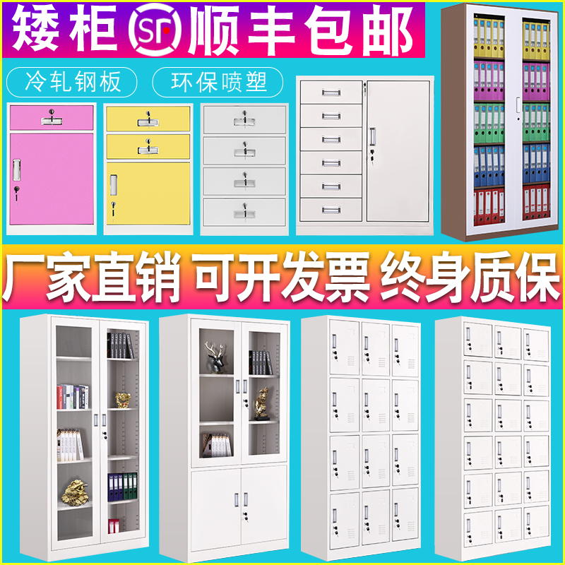 昆明铁皮文件柜矮柜书柜资料带锁凭证档案彩色办公室员工更衣柜子