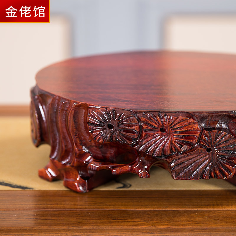 实木根雕底座椭圆形花盆景瓶奇石玉石头佛像工艺品摆件托架可挖槽