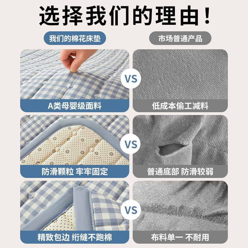 新疆纯棉花褥子垫被床垫软垫双人家用学生宿舍单人棉絮炕被褥铺底