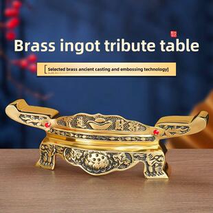 纯黄铜招财元宝贡台供佛铜酒杯圣水杯底座佛桌敬台茶供杯台座摆件