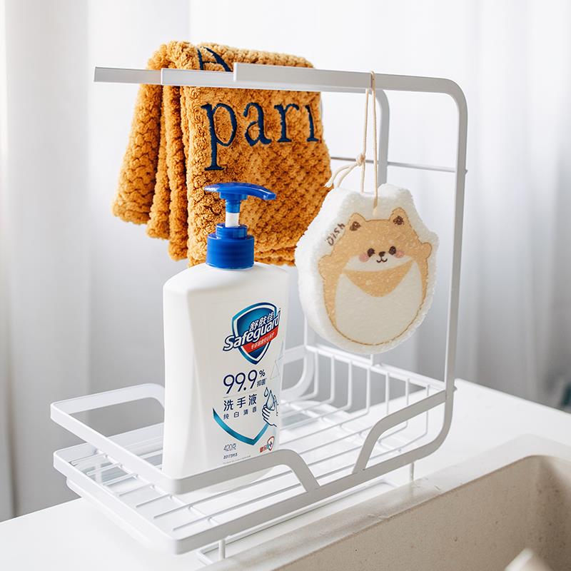 半宅铁艺抹布架杯架壁挂免打孔厨房清洁收纳架手冲咖啡器具收纳篮