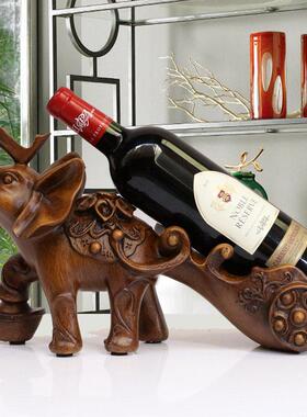 酒柜装饰品大象红酒架摆件客厅厨房橱窗实用摆设欧式结婚乔迁礼物