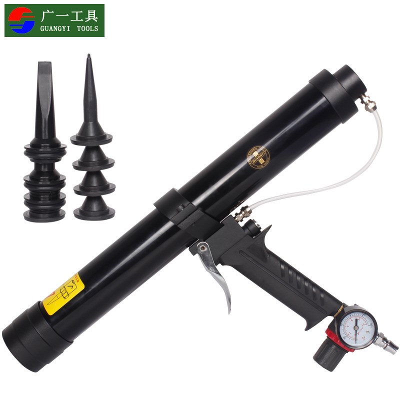 广一 带调速气动软装玻璃胶枪瓶装玻璃胶600ML气动打胶枪 压胶枪