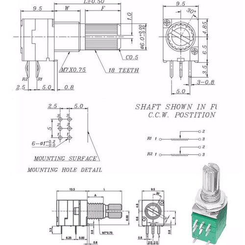 三脚 RK097N单联电位器 B 5K/10K/20K/50K/100K 音响/功放电位器