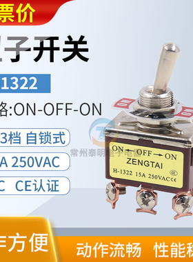双刀双掷钮子开关电源摇头摇臂开关E-TEN 1322拨动开关6脚3档开关