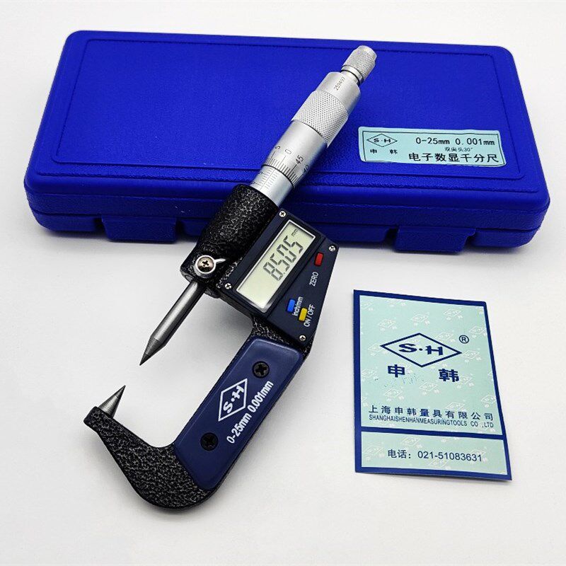 上海申韩数显双尖头外径千分尺0-25mm*0.001电子螺旋测微器分厘卡