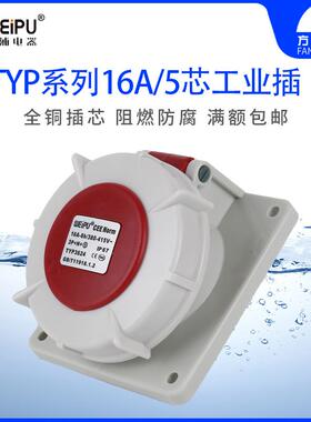 威浦TYP3624 工业插头 暗装斜式插座 16A5芯 IP67 WEIPU正品 防水
