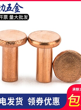 紫铜平头实心铆钉纯铜实心铆钉平头紫铜铆钉M2M2.5M3M4M5M6M8 6L