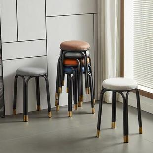 板凳加高布艺凳子卧室时简彩色约饭圆凳家用可叠放尚商厅PCS用餐