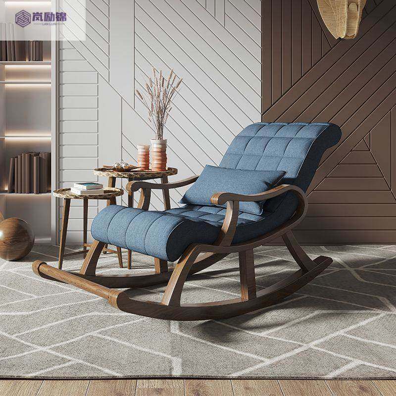 北欧中式摇家椅用实木闲懒人休摇摇逍遥成人RAO午睡躺椅阳老台人