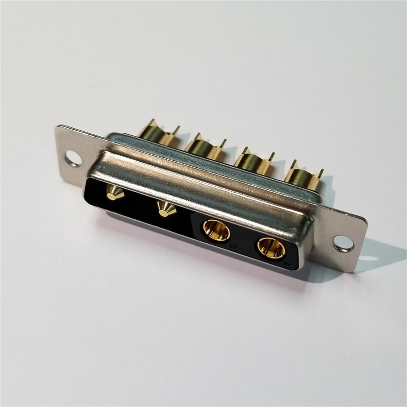 新品大电流4V4焊线式母头连接器矩形插座D-SUB2公2母针电源插线头