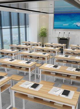 辅导班训班创意课培桌QNA椅中小学生层学校单双人条彩色双长桌凳