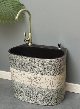 户外陶瓷拖把池阳拖布池ZG-62994家用拖地盆卫生台间洗一体式外墩