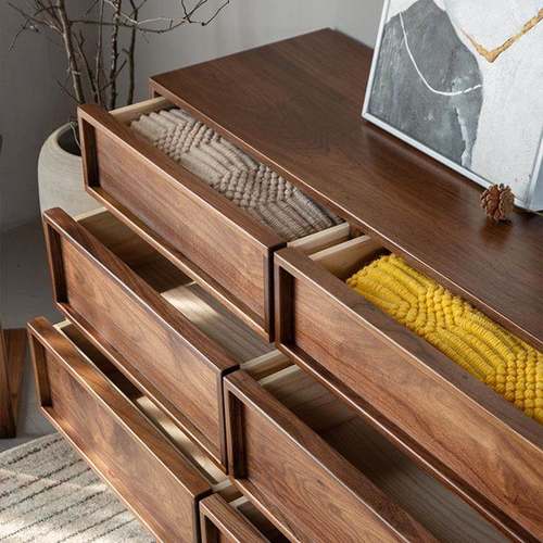 斗柜六北欧实木日式胡黑桃木九收纳柜全古储物边柜抽屉ltao1018斗