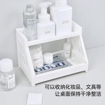 创意两层镂空料置物纳架桌塑面 厨房整理架浴FIX室双层化妆品收架