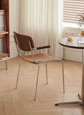 侘寂风可悬挂餐椅家手用极简扶书靠桌椅设计师公办铁艺背复古江来