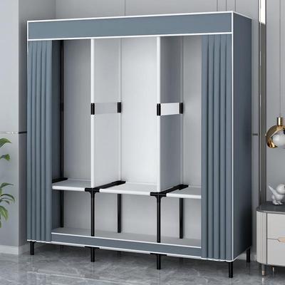 简易衣柜家用卧室组装钢架加固AVD用布衣柜出租加粗加厚房耐收挂