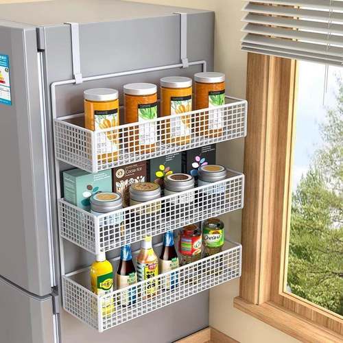 箱置物架侧面ANR架品厨挂房用多层保鲜袋调料夹冰缝多功能家用收