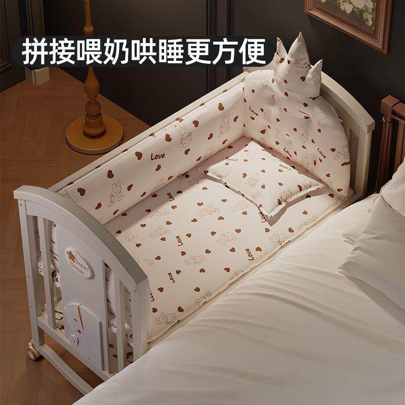 新款婴儿实木欧式拼大接多功能宝宝bb儿童床婴儿床新生儿摇篮床床