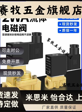 亚德客流体控制阀直动电磁阀水阀2WA030/050/150/200/250-6-08-10