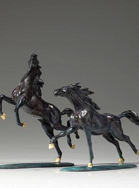 铜金岁月壮志凌云骏马黄铜摆件卧室书房办公室桌面装饰彩铜工艺品