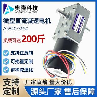 正反转大扭矩带自锁电机 涡轮蜗杆双出轴直流齿轮减速 A5840 3650