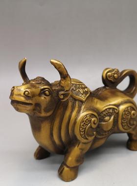 黄铜斗牛摆件 黄铜牛 家居装饰黄铜器