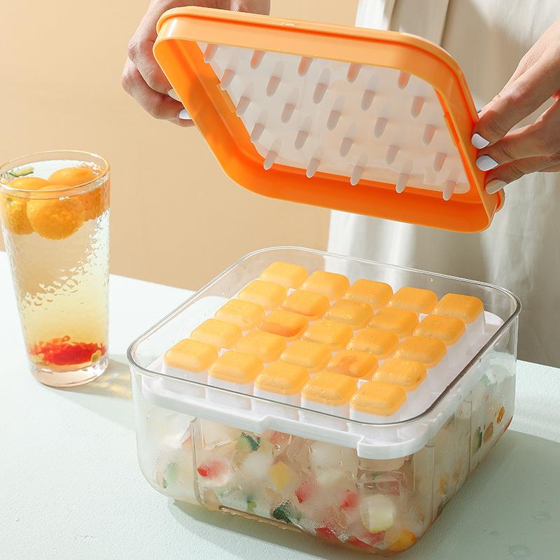 大容量冰格按压式冰块模具家用制冰盒自制冰球储冰盒冰箱速冻双层
