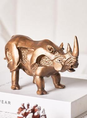 梵茜金属犀牛动物摆件客厅玄关酒柜电视柜样板间售楼处家居软装
