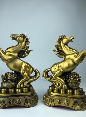 铜跃马摆件一对聚宝盆对马客厅家居办公室摆件奔马