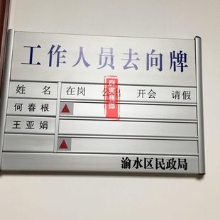 可換樓層索引牌鋁合金門牌烤漆去向牌定做更尺寸科室牌人員去向牌