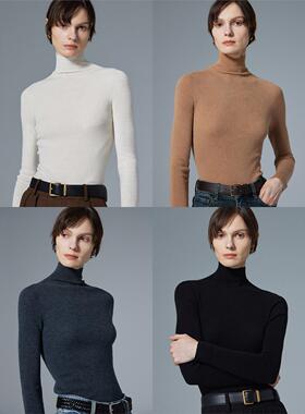 棘光THORNSAURA 极细无缝一体羊毛针织打底衫女扬子纱高领羊毛衫