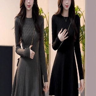 气质内搭打底A字裙 2025新款 高腰修身 显瘦套头女士圆领麻花韩版