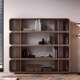 意式 极简书柜书架落地现代简约客厅北欧实木胡桃色书柜陈列装 饰柜