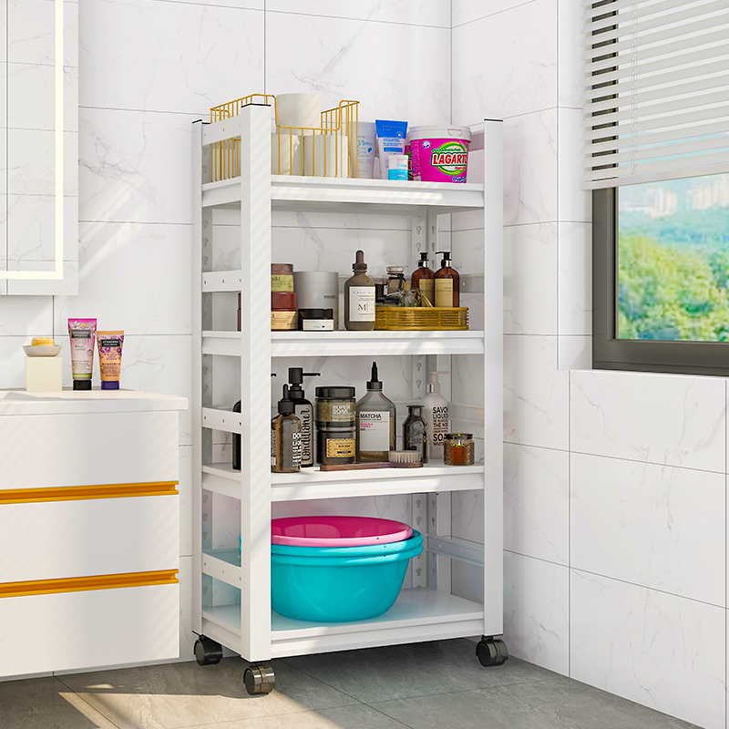 化妆室置物架浴室落地多层夹缝收纳层架脸盆架洗手间转角带轮置物
