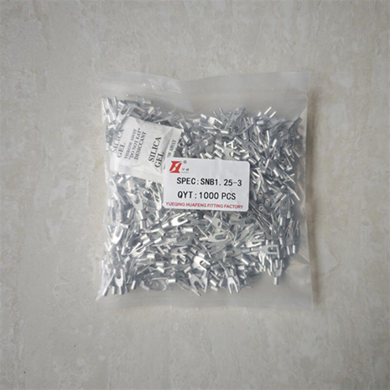 华峰SNB1.25-3加厚国标紫铜冷压接压线端子y型u型叉型铜线鼻子