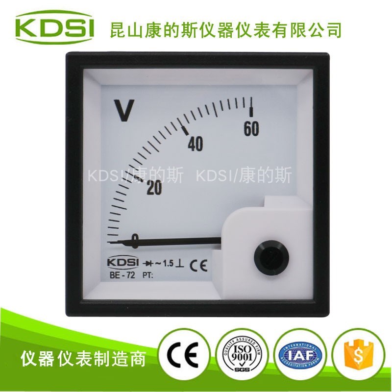 KDSI厂家供应 指针式交流电压表BE-72 AC60V整流式 CE认证电压表