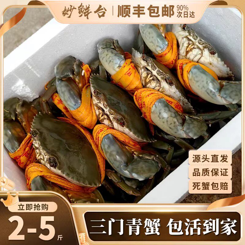 鲜活三门青蟹特大全母红膏青蟹黄油蟹红鲟海螃蟹蝤蠓公母海鲜礼盒