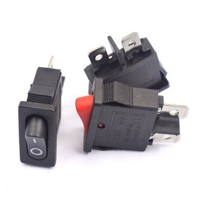 KCD1-110薄扁形翘板开关2脚2档红黑6A250V9.5*21MM仪器仪表小开关