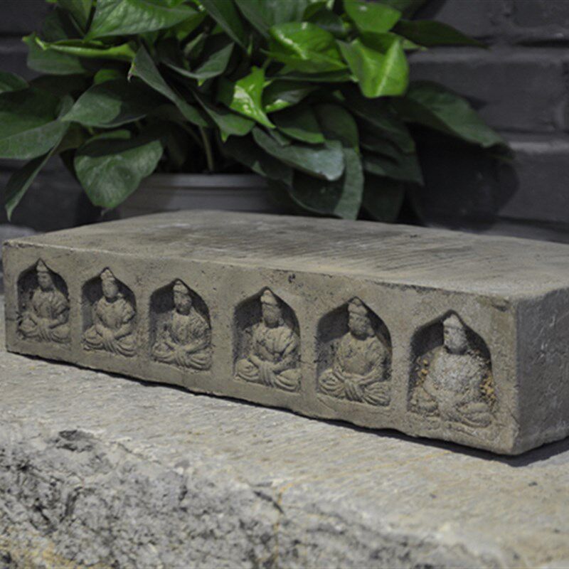 山西仿古砖雕中式影壁墙装饰品壁画摆件做旧六佛砖35X17