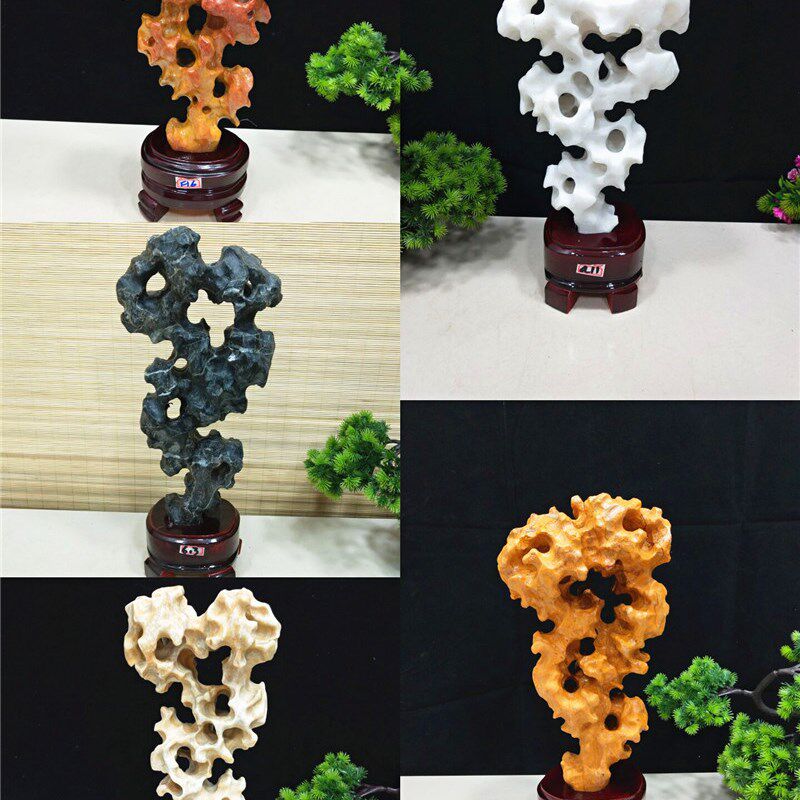 超值中式太湖石精品奇石摆件天然灵璧石观赏石原石头送座收藏镇宅